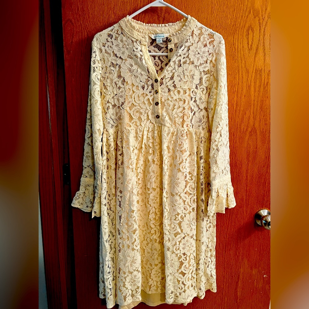 Sundance ivory lace long sleeved dress